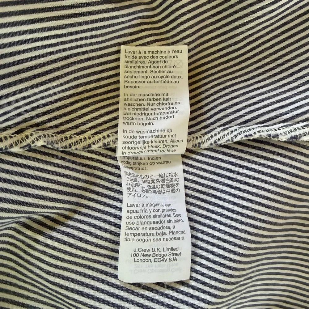Striped Button-Front Shirt Dress with Waist Tie - Blue/White